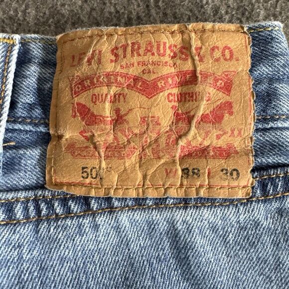 Levi's 501 Straight Leg Jeans Men's 38x29 Blue Cotton Pockets Red Tab Button Fly - Picture 4 of 9